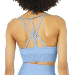 Alo Yoga Women's Alosoft Lavish Sport Longline V-Neck Bralette Blue Size XS